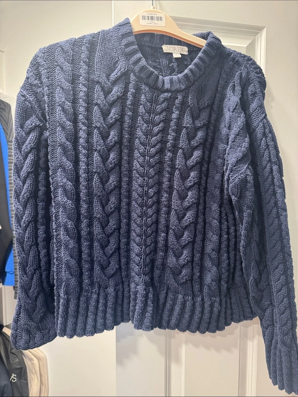 J. Crew Women's Chunky Cable Crewneck Sweater - Navy